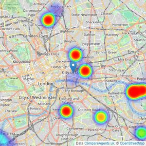 Knight Frank - New Homes - City & East Residential Development listings heatmap