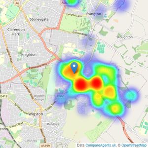 Knightsbridge Estate Agents & Valuers - Oadby listings heatmap