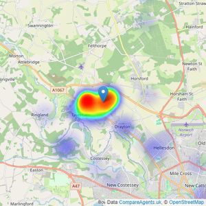 KT Estate Agents - Drayton listings heatmap