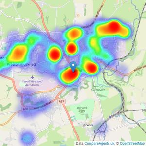 Laceys Yeovil Ltd - Yeovil listings heatmap