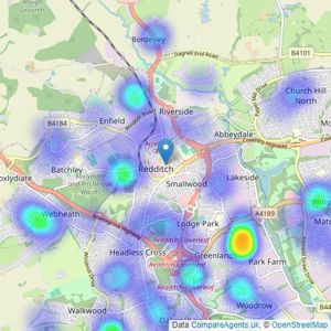 Lamberts Sales and Lettings - Worcestershire listings heatmap