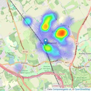 L&H Residential - Borehamwood listings heatmap