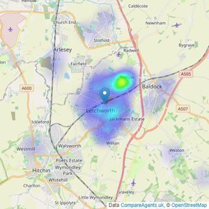 Lane & Bennetts - Letchworth listings heatmap