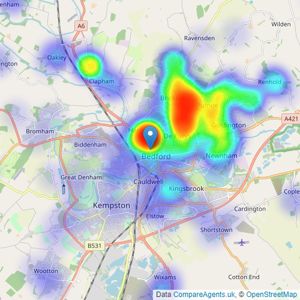 Lane & Holmes - Bedford listings heatmap