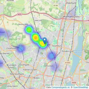 Lanes Exclusive Homes - Enfield listings heatmap