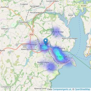 Lang Llewellyn & Co - Penryn listings heatmap