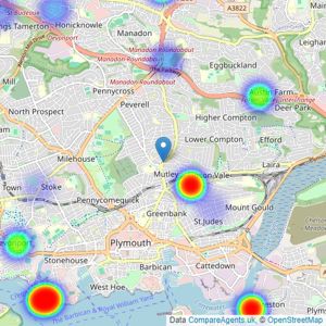 Lang Town & Country - Land & New Homes, Plymouth listings heatmap