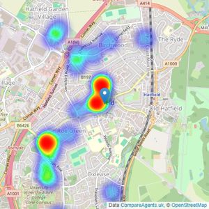 Larkham & Pike - Hatfield listings heatmap