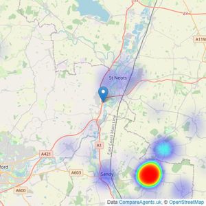 Latcham Dowling Estate Agents - St. Neots listings heatmap