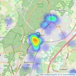 Lawlors Property Services Ltd - Loughton Sales listings heatmap