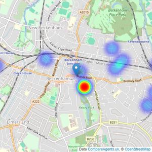 Leaders Sales - Beckenham listings heatmap