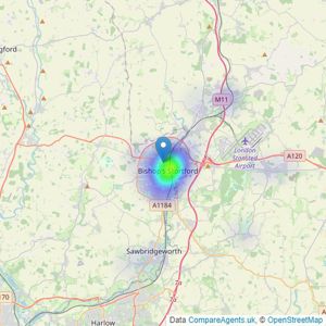 Leaders Sales - Bishop Stortford listings heatmap