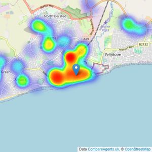 Leaders Sales - Bognor Regis listings heatmap