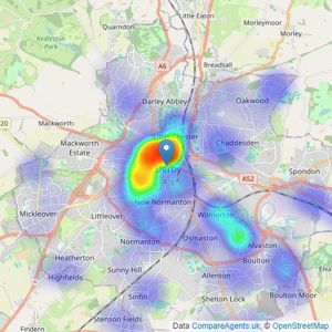 Leaders Sales - Derby listings heatmap