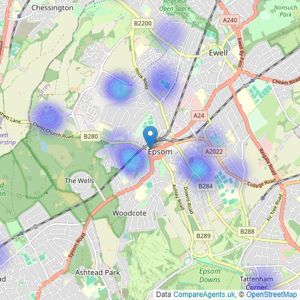 Leaders Sales - Epsom listings heatmap