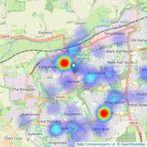 Leaders Sales - Harlow listings heatmap