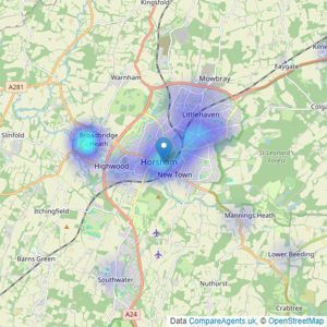 Leaders Sales - Horsham listings heatmap