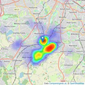 Leaders Sales - Kings Norton listings heatmap