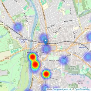 Leaders Sales - Kingston Upon Thames listings heatmap