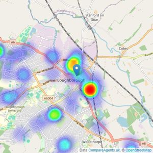 Leaders Sales - Loughborough listings heatmap