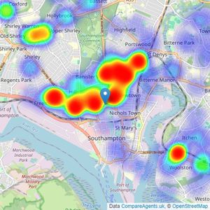 Leaders Sales - Southampton listings heatmap