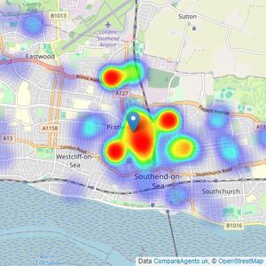 Leaders Sales - Southend-On-Sea listings heatmap