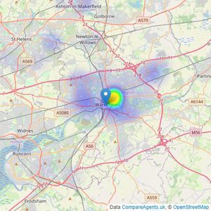 Leaders Sales - Warrington listings heatmap