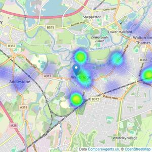 Leaders Sales - Weybridge listings heatmap