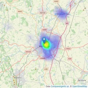 Leaders Sales - Worcester listings heatmap