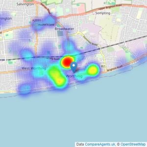 Leaders Sales - Worthing listings heatmap