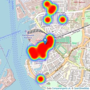 Leaders Waterside Properties Sales - Gunwharf Quays listings heatmap