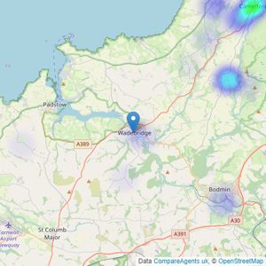 LeGrys Independent Estate Agents - Wadebridge listings heatmap