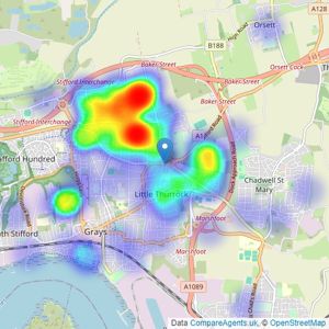 Lennard & Hill Residential - Grays listings heatmap