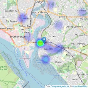 Lets Sell Southampton - Woolston listings heatmap