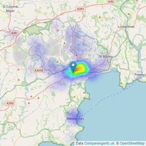 Liddicoat & Company - St Austell listings heatmap