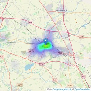 Life Investments Estate Agents & Residential Lettings - Rugby listings heatmap