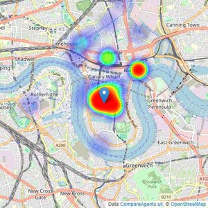 Life Residential - Canary Wharf Office - Sales listings heatmap