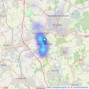 Lighthouse Estate Agents - Kirkby-In-Ashfield listings heatmap