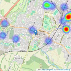 Lines & James Ltd - HORSHAM listings heatmap