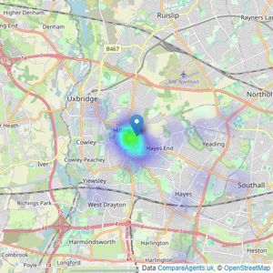 Link Up Estate Agents - Uxbridge listings heatmap