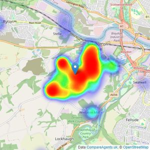 Living Local - Blaydon listings heatmap