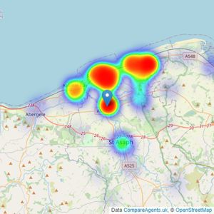 LL Estates - Rhuddlan listings heatmap