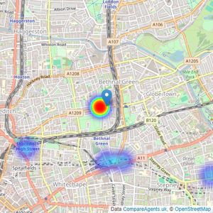 Lloyds Residential - Bethnal Green listings heatmap