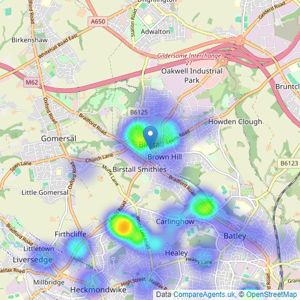 Local Properties Estate Agents - Birstall listings heatmap