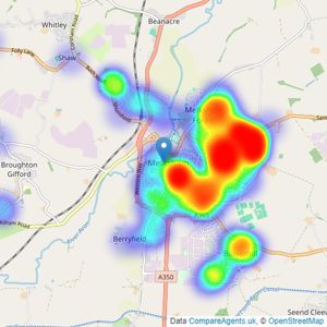 Lock & Key Independent Estate Agents - Melksham listings heatmap