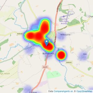 Lockstones Estate Agents - Malmesbury listings heatmap