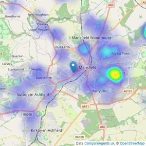 Lora Elizabeth's Estate Agency - Mansfield listings heatmap