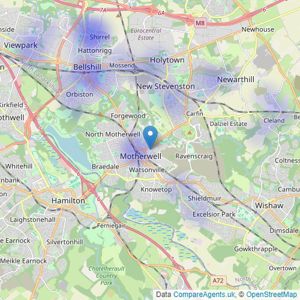 Love Letts - Love Sales - Motherwell listings heatmap