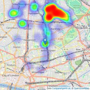 Love Living - Hackney listings heatmap