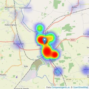 Lovelle Estate Agency - Gainsborough listings heatmap